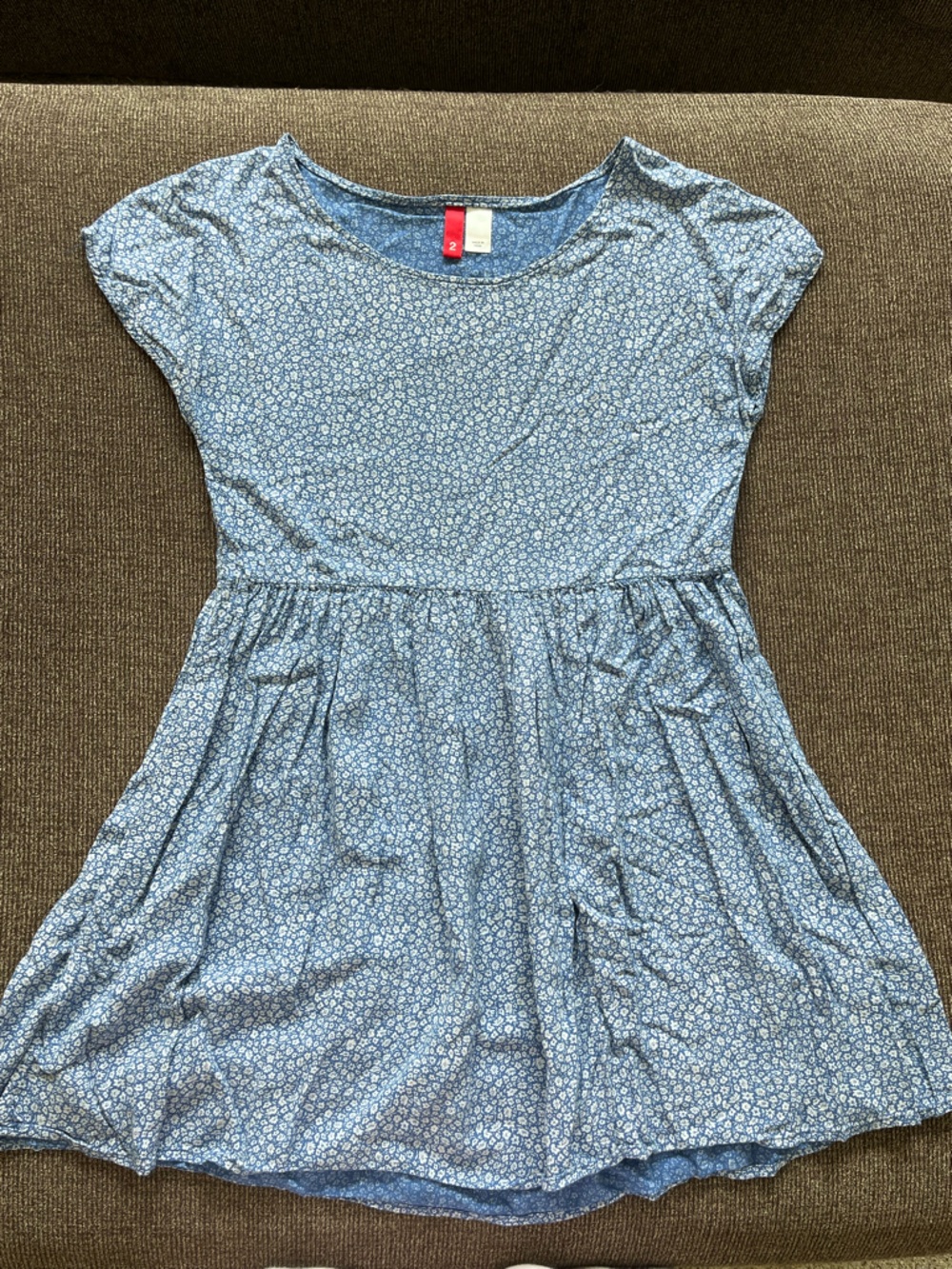 Divided Blue Floral Short Sleeve Fit-and-Flare Dress